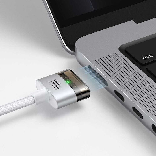 Mcdodo Magnetisch / LED USB 2.0 Kabel USB-C männlich - Magsafe 3 140W Weiß 2m