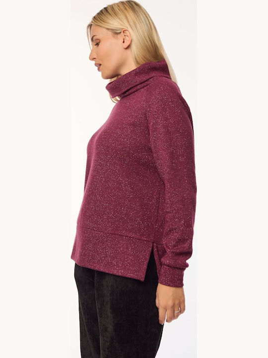 Damen Bluse Rollkragenpullover Burgundy