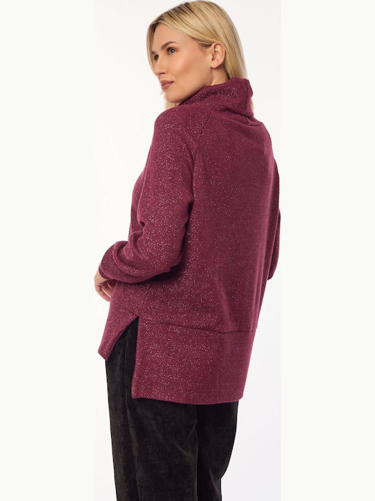 Damen Bluse Rollkragenpullover Burgundy