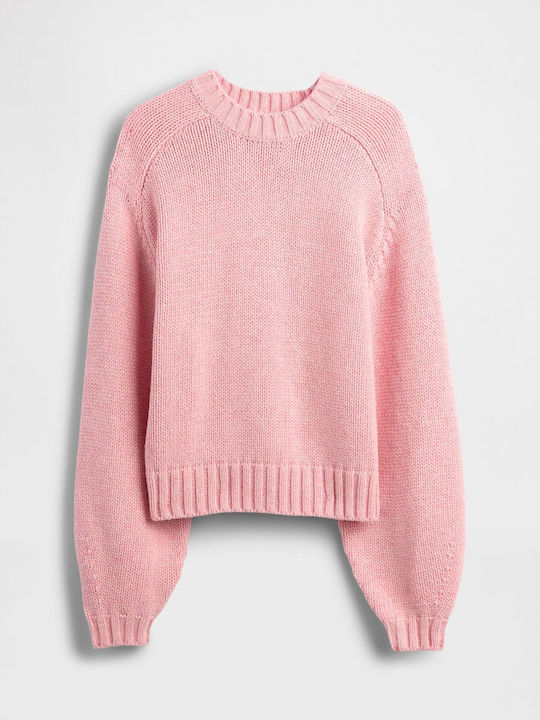 Women's Long Sleeve Crop Sweater Cotton Blush Pink