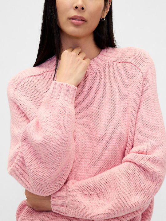 Women's Long Sleeve Crop Sweater Cotton Blush Pink