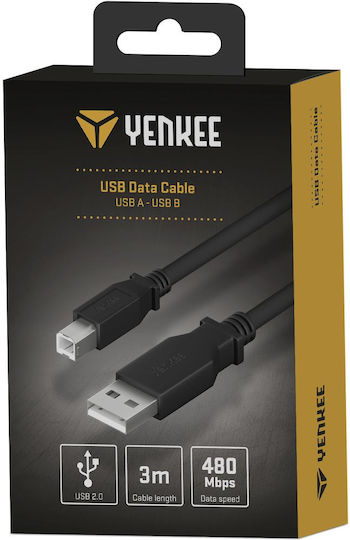 Yenkee USB 2.0 Кабел USB-A мъжки - USB-B мъжки 3м 49783