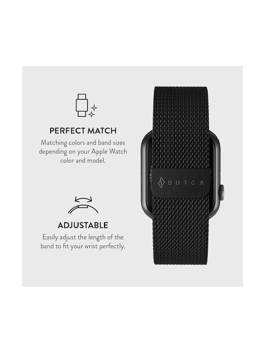 Burga Armband Rostfreier Stahl Schwarz (Apple Watch 4/5/6/7/8/9/10/11 - SE (1/2/3))