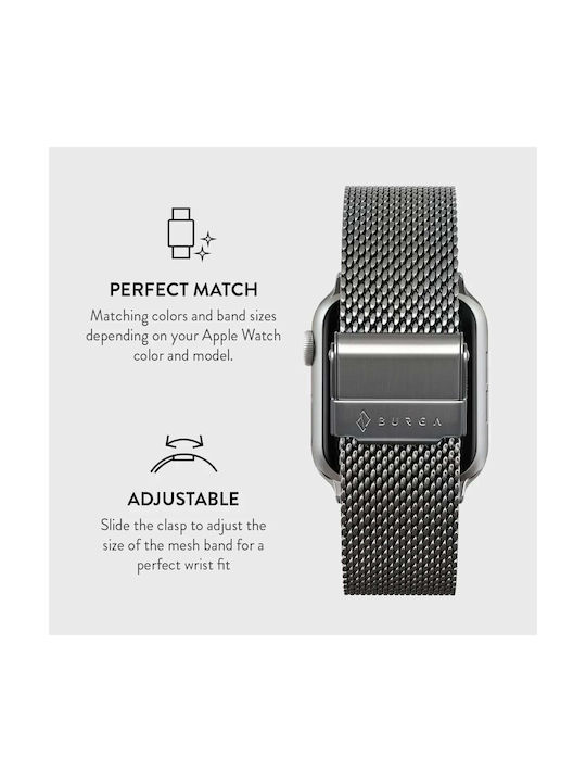Burga Armband Rostfreier Stahl Silber (Apple Watch 4/5/6/7/8/9/10/11, SE, Ultra)