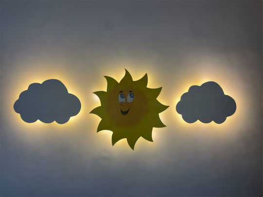 Set Kids Wall Lights Clouds Sun
