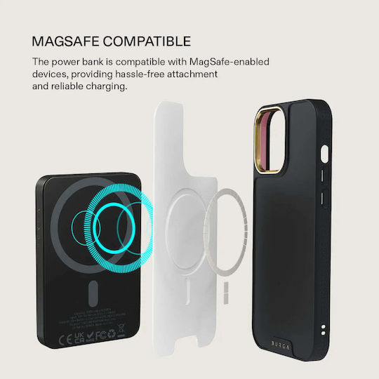 Burga MagSafe Power Bank 5000mAh 7.5W με Θύρα USB-C Gunmetal - Barely Yours