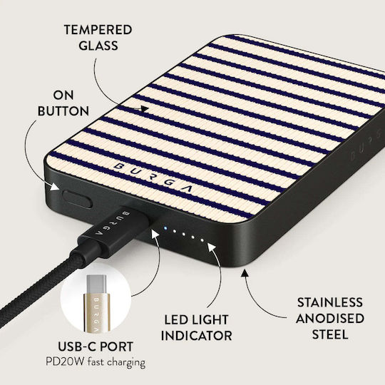 Burga MagSafe Power Bank 5000mAh 7.5W με Θύρα USB-C Gunmetal - Old Money