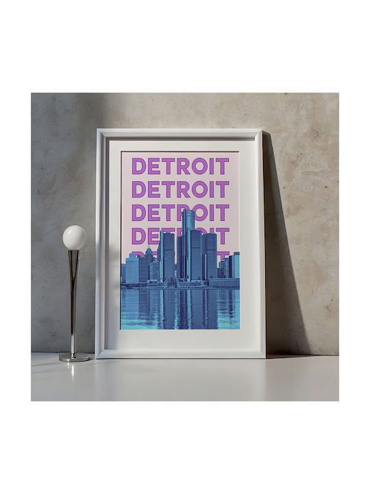 Poster Detroit Pop Art Pst25504 21cm X 30cm White PVC Frame