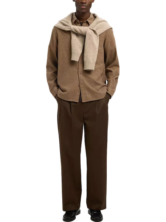 Long-sleeved Cotton Shirt Brown