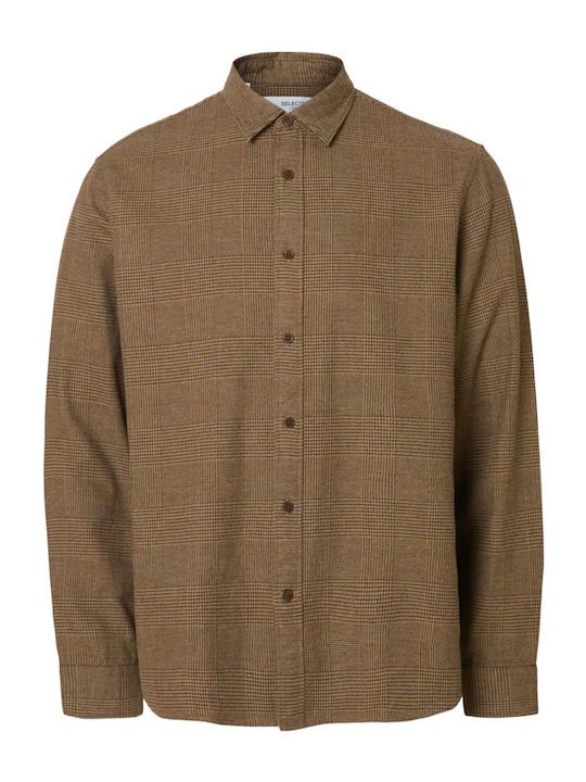 Long-sleeved Cotton Shirt Brown