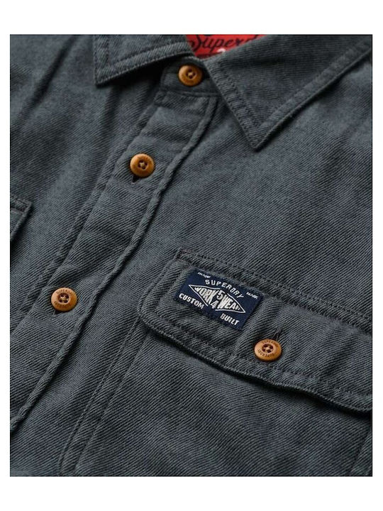 Long-sleeved Flannel Shirt in Wide Line Balsam Green