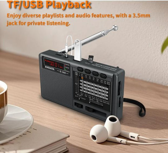 Xhdata D-368 Tragbares Radio mit Bluetooth und USB Schwarz