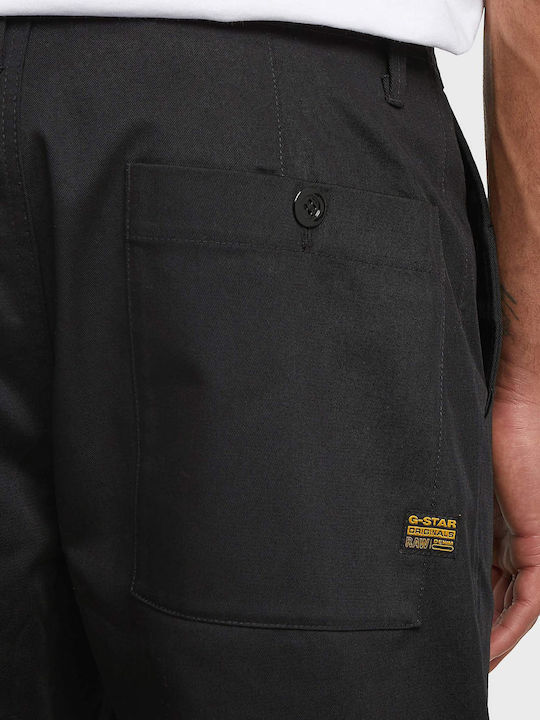 Pleated Παντελόνι Chino σε Relaxed Εφαρμογή Black