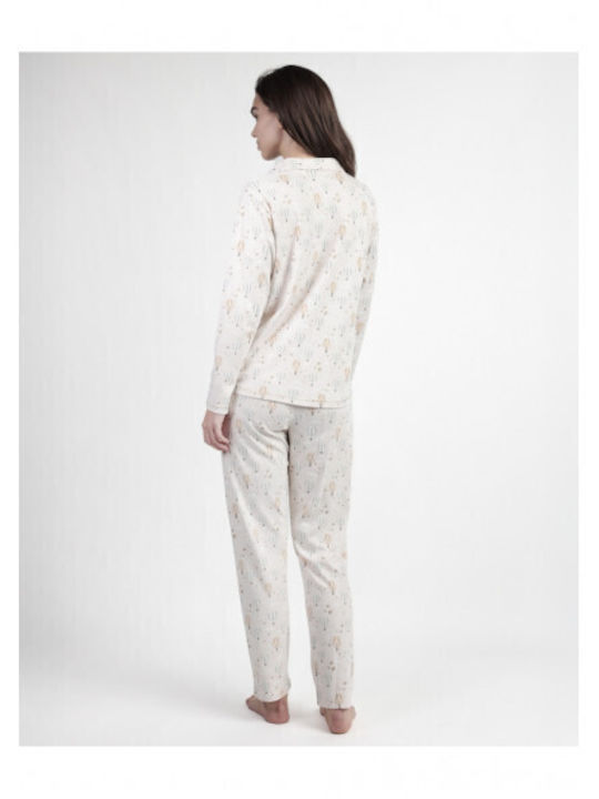 Admas Winter Damen Pyjama-Set Beige Enjoy Every Moment