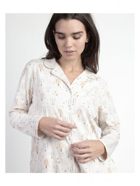 Admas Winter Damen Pyjama-Set Beige Enjoy Every Moment