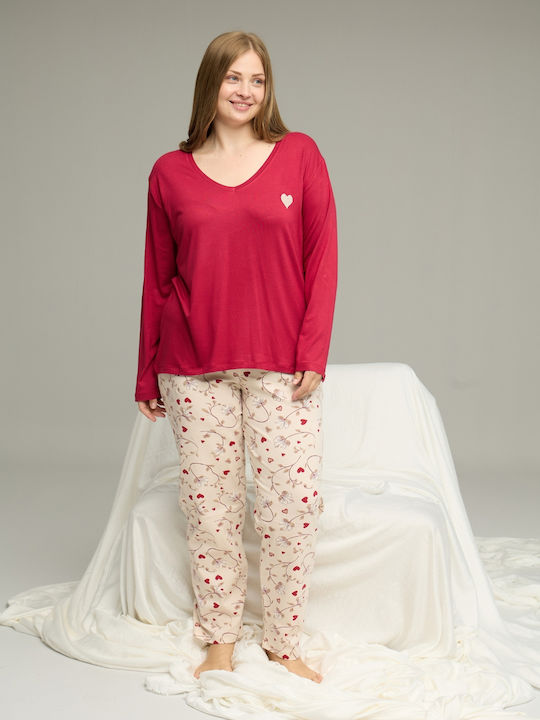 Sexen Winter Damen Pyjama-Set Romantic Red, Bordeaux Romantic