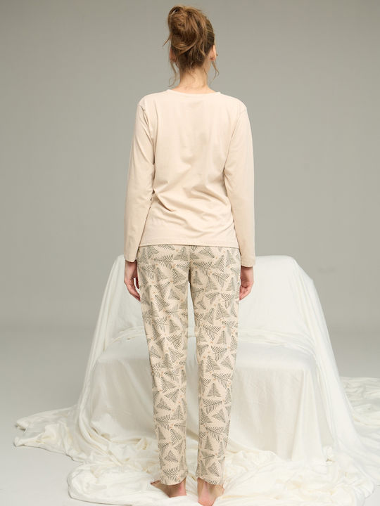 Sexen Set Pijamale pentru Femei Dark Beige Christmas