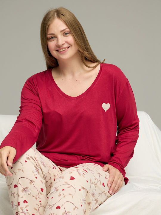 Sexen Winter Damen Pyjama-Set Romantic Red, Bordeaux Romantic