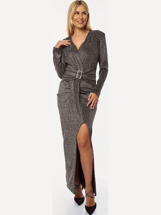 Rochie Maxi de Seară Argintie