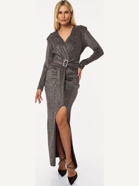 Rochie Maxi de Seară Argintie