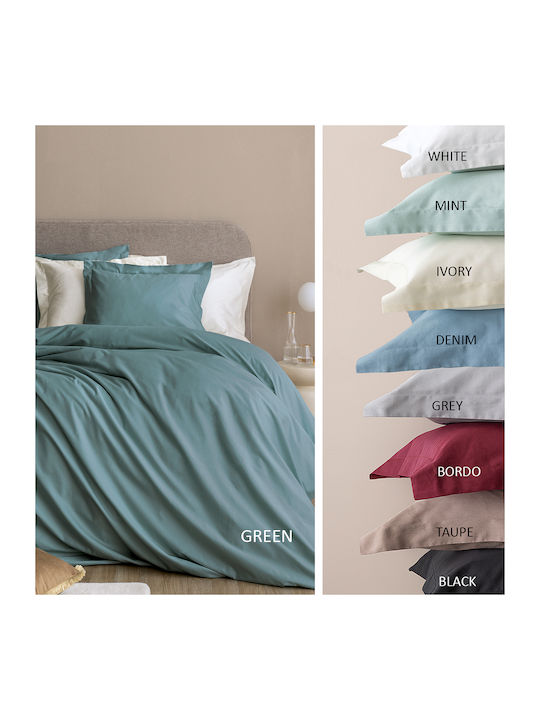 Palamaiki Duvet Cover Set Cotton Satin Queen with 2 Pillowcases 230x250 Posh Sateen Green