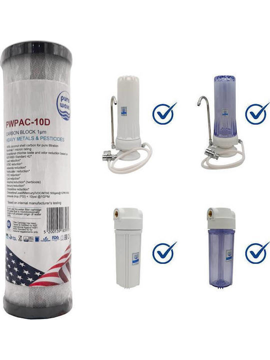 Water Filter Replacement for Faucet made of Activated Carbon 1 μm
