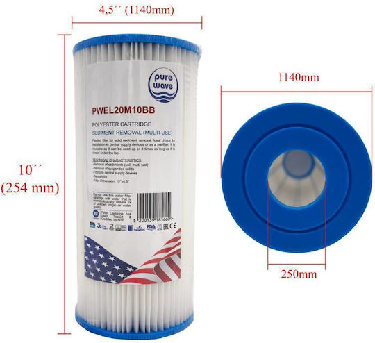 Water Filter Replacement Reverse Osmosis (RO) / for Faucet 10" 20 μm