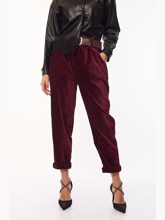 Damen Stoff Hose Bordeaux