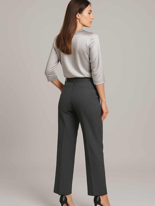 Ausgezeichneter Qualität Damen Stoff Hose Gestreift Grey-anthracite