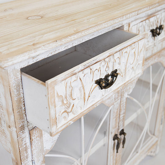 Sideboard Wooden with Drawers White 79.5x31.5x78cm