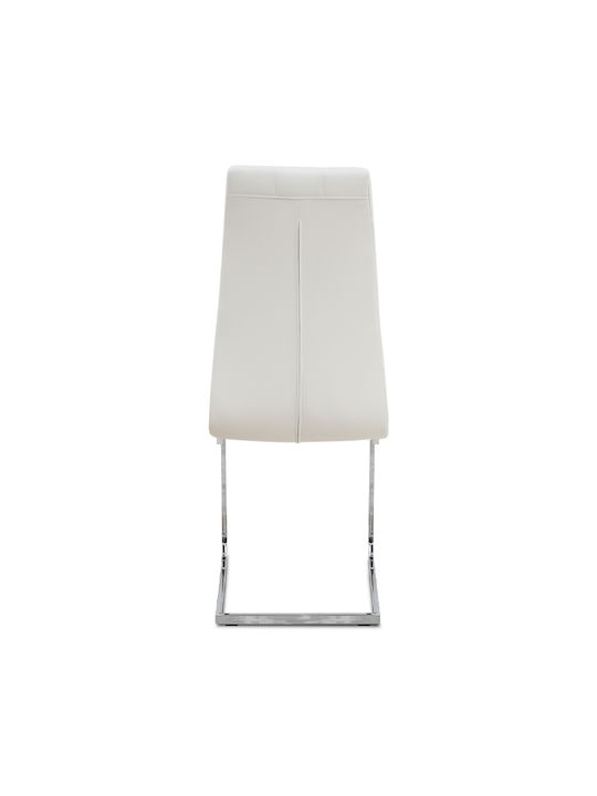 Vela Dining Room Artificial Leather Chair White 41x61x107cm