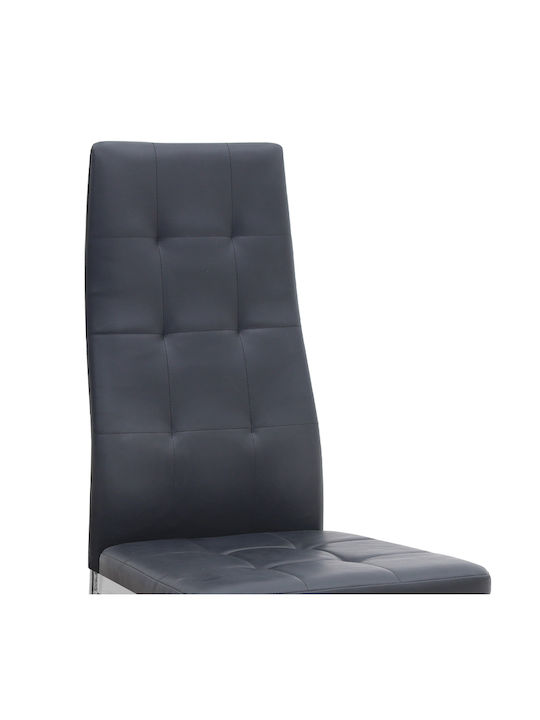 Rosa Dining Room Artificial Leather Chair Black Velvet-Black Metal 41x48x98cm