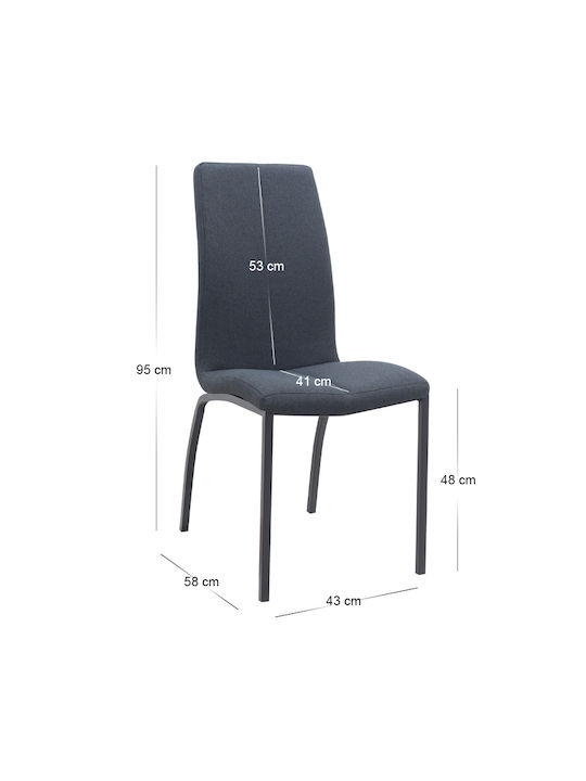 Fina Dining Room Fabric Chair Anthracite - Black 43x58x95cm