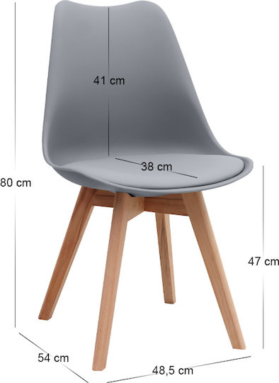Viva Dining Room Polypropylene Chair Grey - Natural 48.5x54x80cm