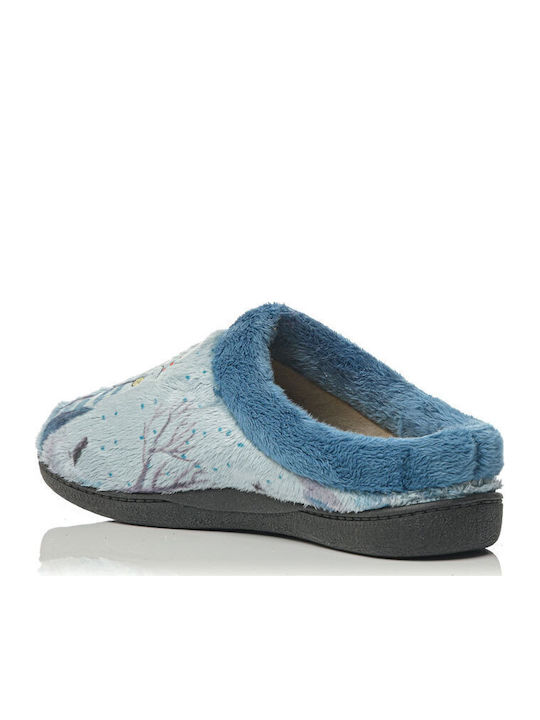 Anatomische Damen Hausschuhe mit Fell Blau