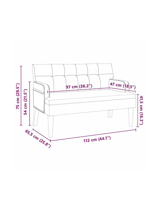 Canapea Cu Două Locuri Din Catifea Roz 112x65.5x75cm