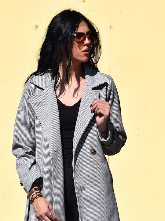 Women's Gray Coat with Belt