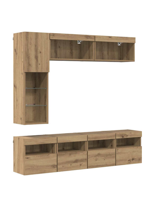Living Room TV Unit with Lighting Artisan Oak L30.5xW30xH102cm