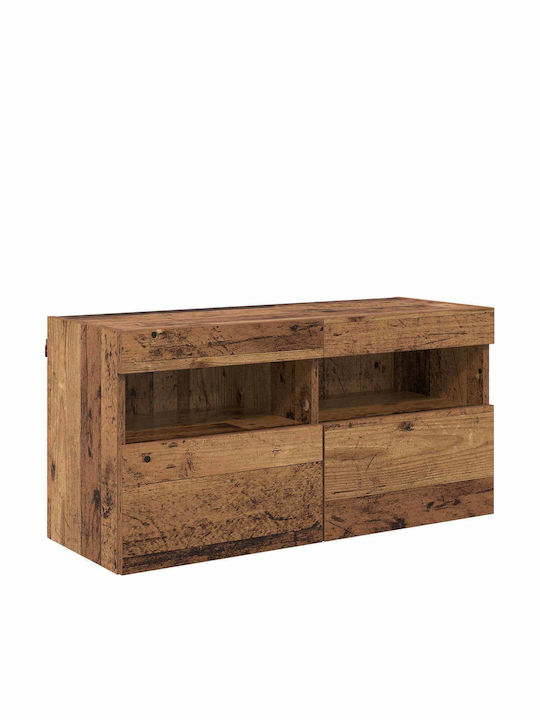 Wohnzimmer TV-Einheit Black Beech mit Beleuchtung L100xB30xH40cm