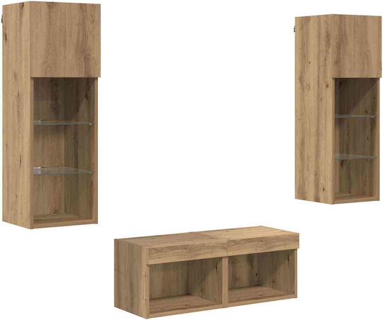 Living Room TV Unit with Lighting Black Beech L40xW30xH30cm