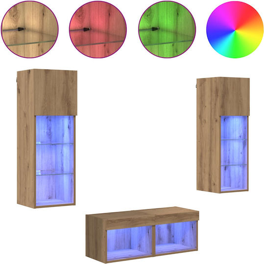 Living Room TV Unit with Lighting Black Beech L40xW30xH30cm