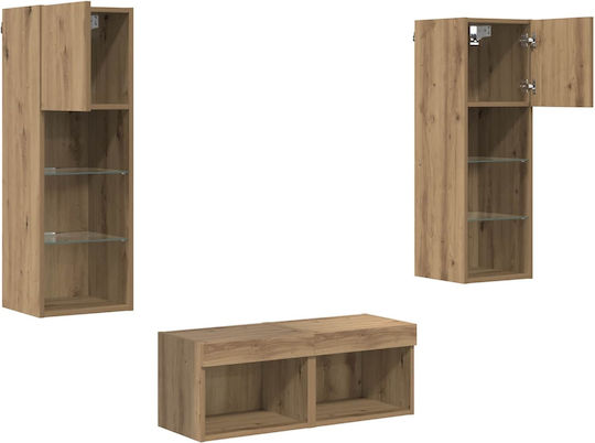 Living Room TV Unit with Lighting Black Beech L40xW30xH30cm