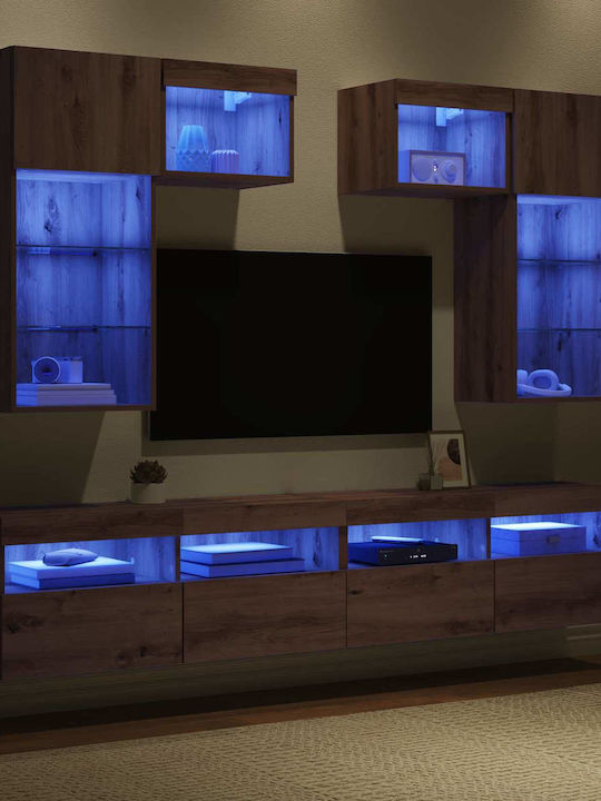 Wohnzimmer TV-Einheit Old Wood mit Beleuchtung L100xB30xH40cm
