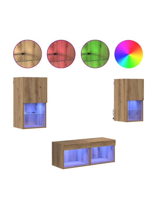 Wohnzimmer TV-Einheit Artisan Oak mit Beleuchtung L30.5xB30xH60cm