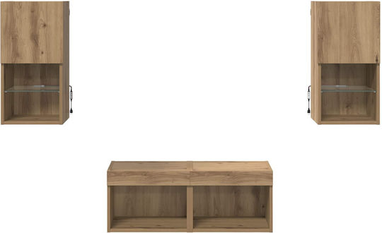 Living Room TV Unit with Lighting Artisan Oak L30.5xW30xH60cm