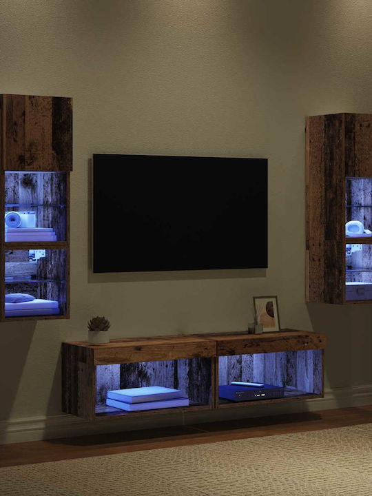 Wohnzimmer TV-Einheit Old Wood mit Vitrine & Beleuchtung L30xB28.5xH30cm