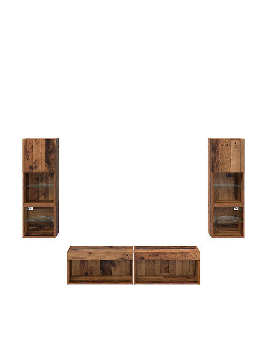 Wohnzimmer TV-Einheit Old Wood mit Vitrine & Beleuchtung L30xB28.5xH30cm