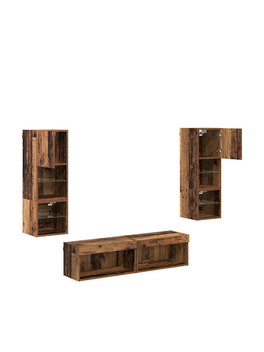 Wohnzimmer TV-Einheit Old Wood mit Vitrine & Beleuchtung L30xB28.5xH30cm