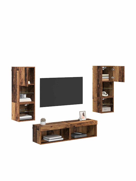 Wohnzimmer TV-Einheit Old Wood mit Vitrine & Beleuchtung L30xB28.5xH30cm