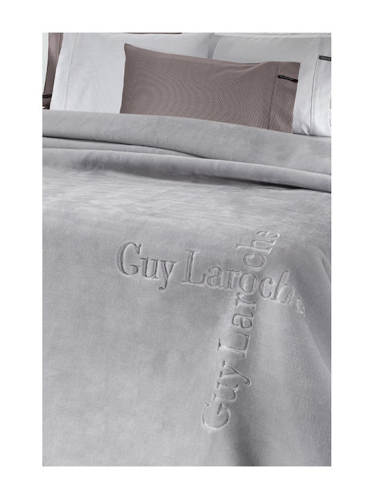Guy Laroche Logo Decke Samtig Moni 160x220cm Silber